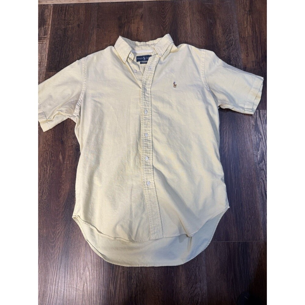 Yellow Ralph Lauren Short Sleeve Collared Shirt Mens Medium